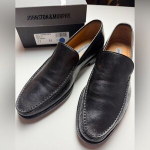 Johnston & Murphy Classic Black Leather Slip-Ons